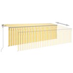 vidaXL Auvent rétractable automatique avec store 5x3 m Jaune et blanc