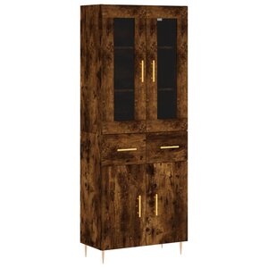 vidaXL Buffet haut Chêne fumé 69 5x34x180 cm Bois d'ingénierie