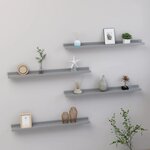 vidaXL Étagères murales 4 Pièces Gris 80x9x3 cm