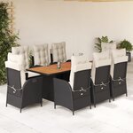 vidaXL Ensemble à manger de jardin 9Pièces coussins noir résine tressée