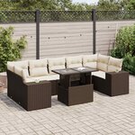 vidaXL Salon de jardin 8 Pièces avec coussins marron résine tressée