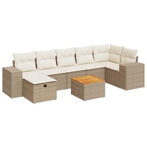 vidaXL Salon de jardin avec coussins 8 Pièces beige résine tressée