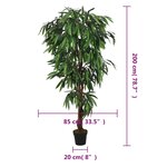 vidaXL Manguier artificiel 1050 feuilles 200 cm vert