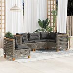 vidaXL Salon de jardin 5 Pièces avec coussins gris résine tressée