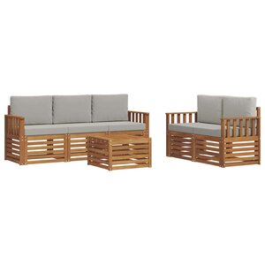 vidaXL Ensemble de canapés d'extérieur 6 pc Naturel et gris clair