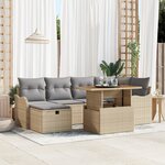 vidaXL Ensemble de Canapés de Jardin de 7 Pièces avec Coussins Beige Rattan Poly
