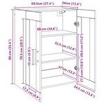 vidaXL Armoire murale noir 69 5x34x90 cm