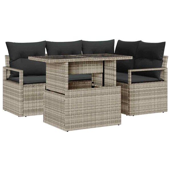 vidaXL Ensemble de canapé de jardin 5 Pièces Gris clair 100 x 55 x 73 cm