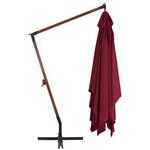 vidaXL Parasol de jardin en porte-à-faux et mât en bois rouge bordeaux