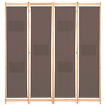 vidaXL Cloison de séparation 4 panneaux Marron 160x170x4 cm Tissu