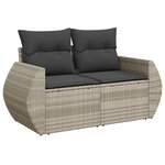 vidaXL Salon de jardin avec coussins 10 Pièces gris clair résine tressée