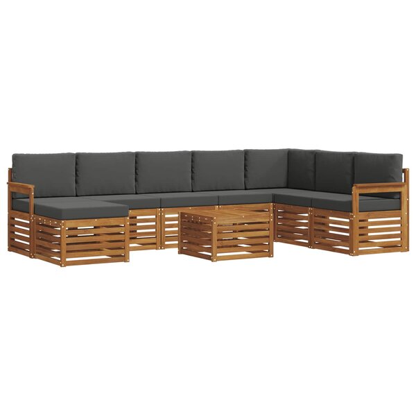 vidaXL Ensemble de canapés d'extérieur 9 pc Naturel et Anthracite