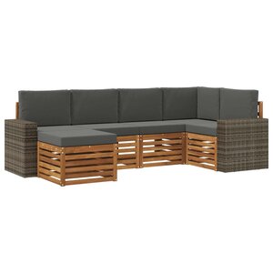vidaXL Ensemble de canapés d'extérieur 6 pc Naturel et Anthracite