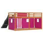 vidaXL Lit superposé sans matelas avec toboggan et rideaux 90x200 cm