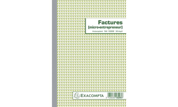 Manifold Factures micro-entrepreneur 21x14 8cm - 50 feuillets autocopiants dupli EXACOMPTA