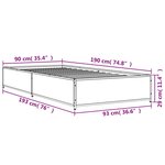 vidaXL Cadre de lit sonoma gris 90x190 cm bois d'ingénierie et métal