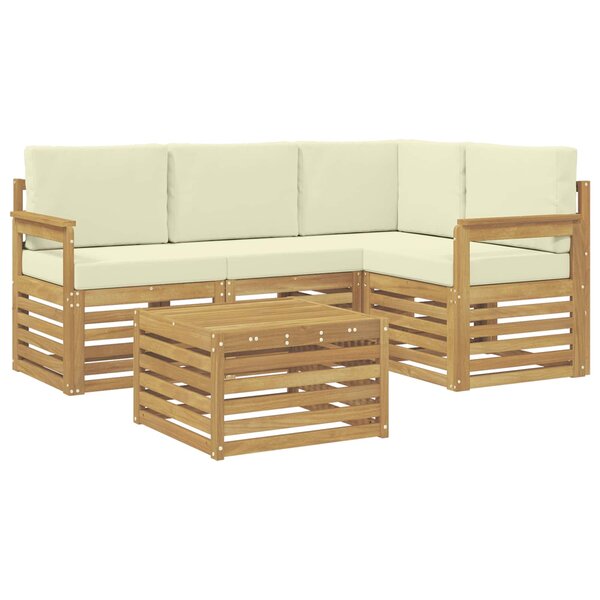 vidaXL Ensemble de canapés d'extérieur 5 pc Blanc et crème Polyester