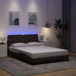 vidaXL Cadre de lit avec LED sans matelas marron foncé 120x200cm tissu