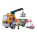 PLAYMOBIL 71750 - Action Heroes Camion de chantier avec grue et ouvrier et accessoires