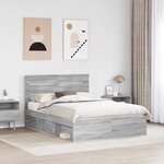 vidaXL Cadre de lit Gris Sonoma 150 x 200 cm Pin massif