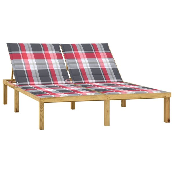 vidaXL Chaise longue double avec coussins Bois de pin imprégné