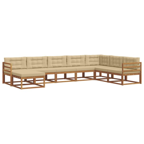 vidaXL Ensemble de canapés d'extérieur 8 pc Naturel et Beige