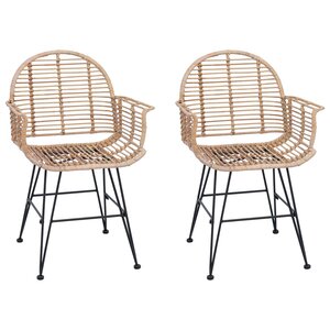vidaXL Chaise de salle à manger 2 Pièces Naturel 44 x 44 x 74 cm