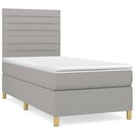 vidaXL Sommier à lattes de lit et matelas Gris clair 90x190 cm Tissu
