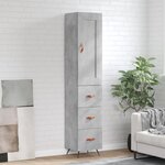 vidaXL Buffet haut Gris béton 34 5x34x180 cm Bois d'ingénierie