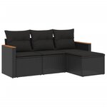 vidaXL Salon de jardin 4 Pièces avec coussins noir résine tressée