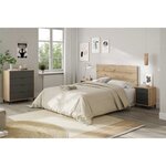 Commode 4 tiroirs décor chêne noueux et gris anthracite - L77 5 cm - Bois clair