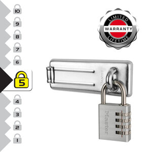 7640704EURD Pack Comprenant un Moraillon de Porte et un Cadenas à Code
