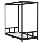 vidaXL Cadre de lit pour enfants noir 90x200 cm bois de pin massif