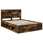 vidaXL Cadre de lit Chêne fumé 140 x 200 cm Bois de pin massif