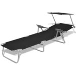 vidaXL Chaise longue avec auvent Acier Noir