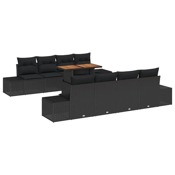 vidaXL Ensemble de salle à manger pour jardin 9 Pièces Noir et Marron