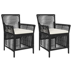 vidaXL Chaise d'Extérieur avec coussin 2 Pièces Noir et Crème polyrotin