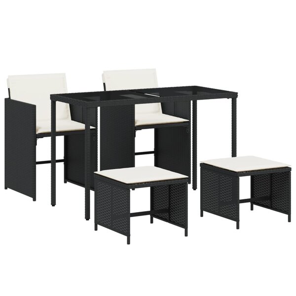 vidaXL Ensemble à manger de jardin coussins 5Pièces Noir Résine tressée