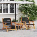vidaXL Chaises de Jardin avec Table 3 Pièces Noir Bois Massif Acacia