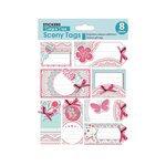 8 étiquettes autocollantes cadeaux - Papillons et fleurs - Paillettes et rubans