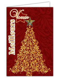 Lot 10 cartes avec enveloppe - meilleurs vœux sapin de noël collage étoile bleue