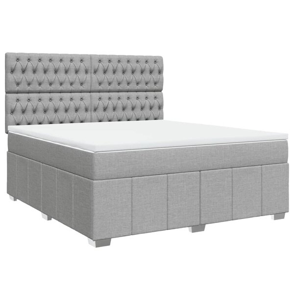 vidaXL Sommier à lattes de lit avec matelas Gris clair 180x200cm Tissu