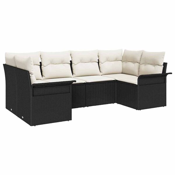 vidaXL Ensemble de canapé de jardin 6 Pièces Noir Poly rotin