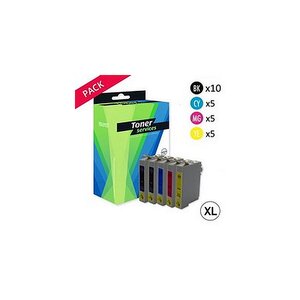 Compatible Epson T0715 Pack 25 cartouches Noires/couleurs XL (Guepard)