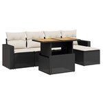 vidaXL Salon de jardin 6 Pièces avec coussins noir résine tressée