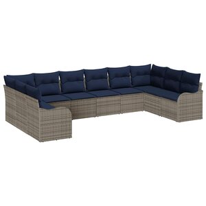 vidaXL Ensemble de Canapés avec coussin 10 Pièces Gris Polyester