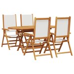 vidaXL Ensemble repas de jardin 5 pièces blanc crème en bois d'acacia