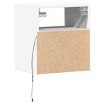 vidaXL Tables de chevet murales avec lumières LED 2 Pièces blanc
