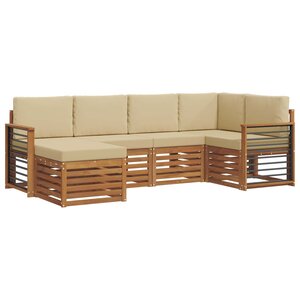 vidaXL Ensemble de canapés d'extérieur 6 pc Naturel et Beige Polyester