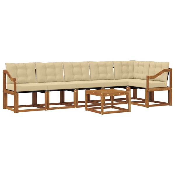vidaXL Ensemble de canapés d'extérieur 7 Pièces Naturel et Beige